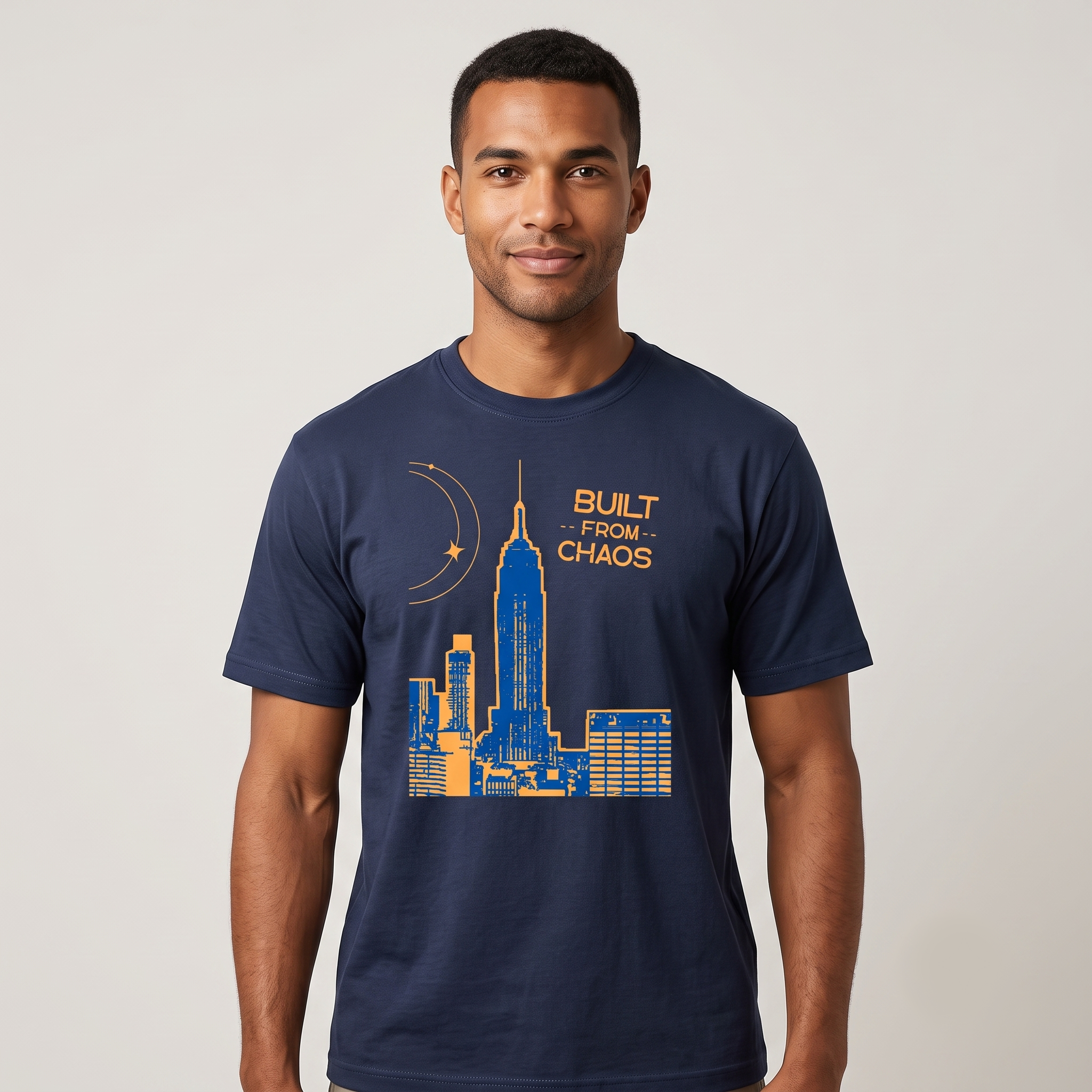 Men's Navy Built From Chaos Graphic Streetwear T-Shirt
