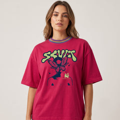 Women's SCULT Butterfly Graphic Oversized Pink T-Shirt