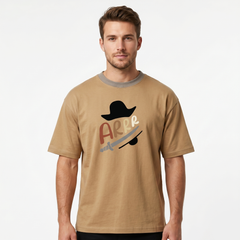 Unisex Beige Pirate Graphic Oversized T-Shirt
