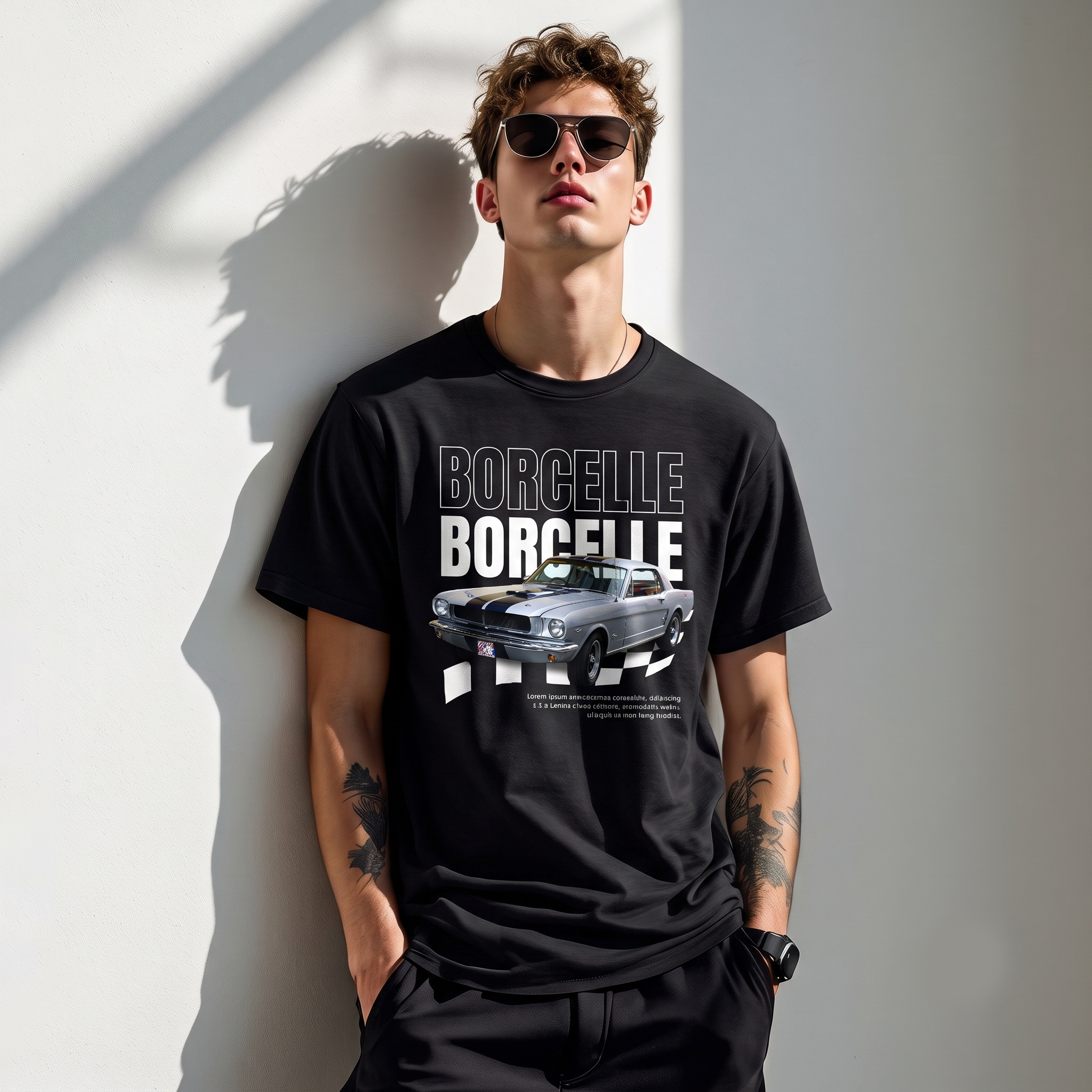Men's Vintage Car Graphic Oversized Black T-Shirt
