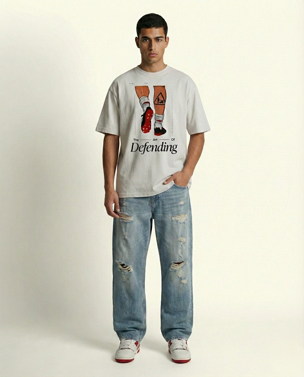 The Art of Defending Black Oversized Graphic Tee