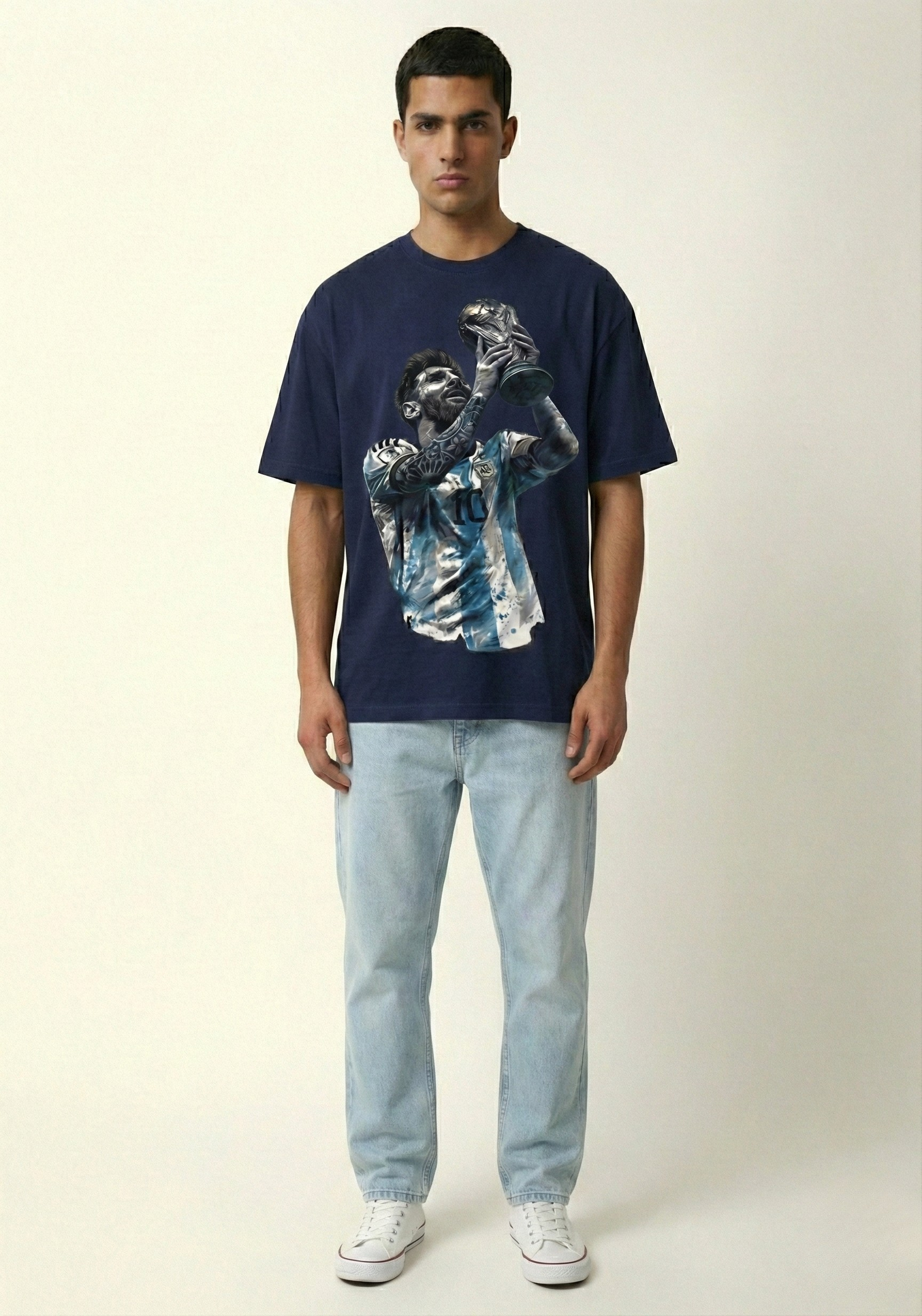 Messi World Cup Victory Oversized Graphic T-Shirt