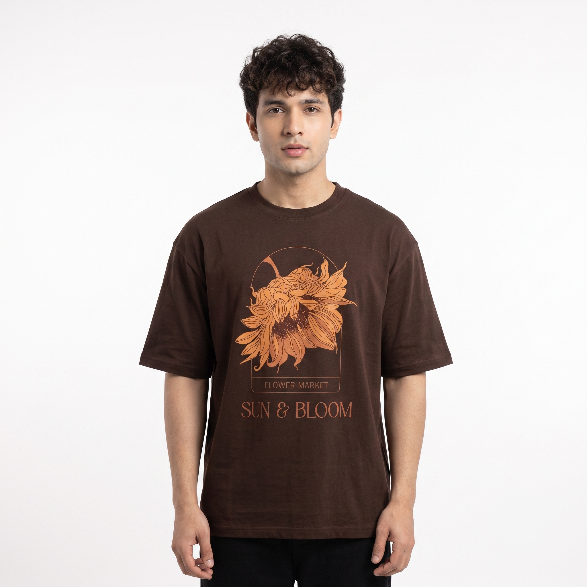 Men's Coffee Addict Graphic Oversized White T-Shirt