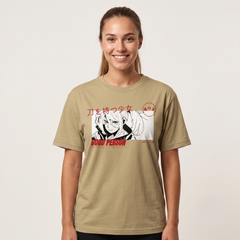 women's Olive Good Person Anime Graphic Streetwear T-Shirt