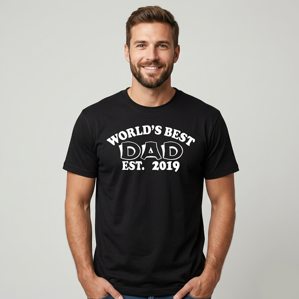 Men's Black World's Best Dad Graphic Oversized T-Shirt