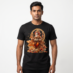 Men's Black Golden Ganesha Graphic T-Shirt