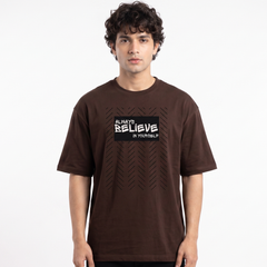 Men's Believe In Yourself Oversized Brown T-Shirt