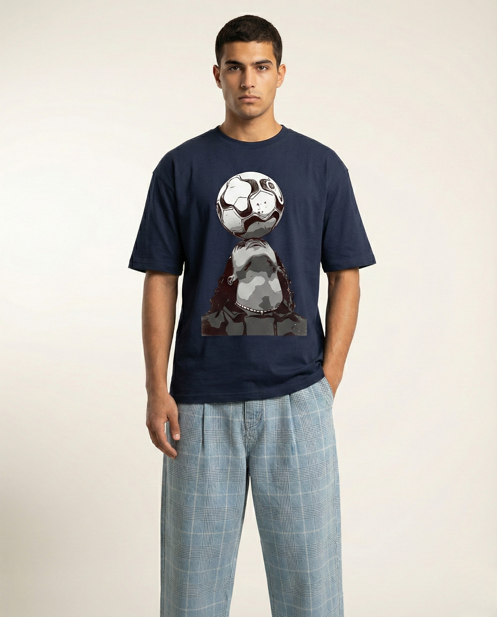 Grey Oversized Football Graphic Tee – Urban Streetwear Fit