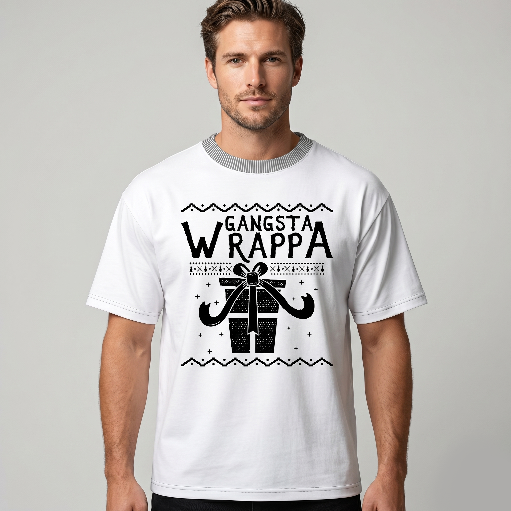 Men's White Gangsta Wrappa Oversized T-Shirt