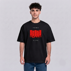 Men's Yoga Life Graphic Oversized Black T-Shirt