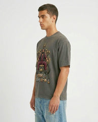 Men’s Charcoal Vintage Wash Graphic Oversized T-Shirt
