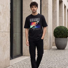 Men's Serendipity Graphic Oversized Black T-Shirt