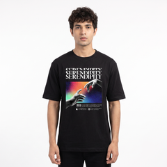Men's Serendipity Graphic Oversized Black T-Shirt