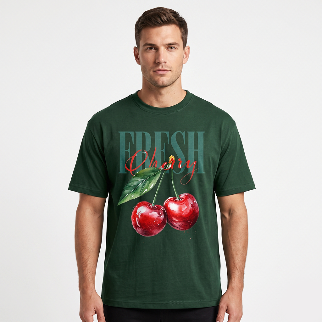 Dark Green Fresh Cherry Oversized T-Shirt