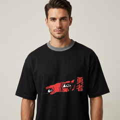 Black Anime Eye Graphic Oversized T-Shirt