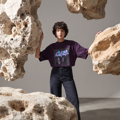 Women's Crazy Graffiti Oversized Purple T-Shirt
