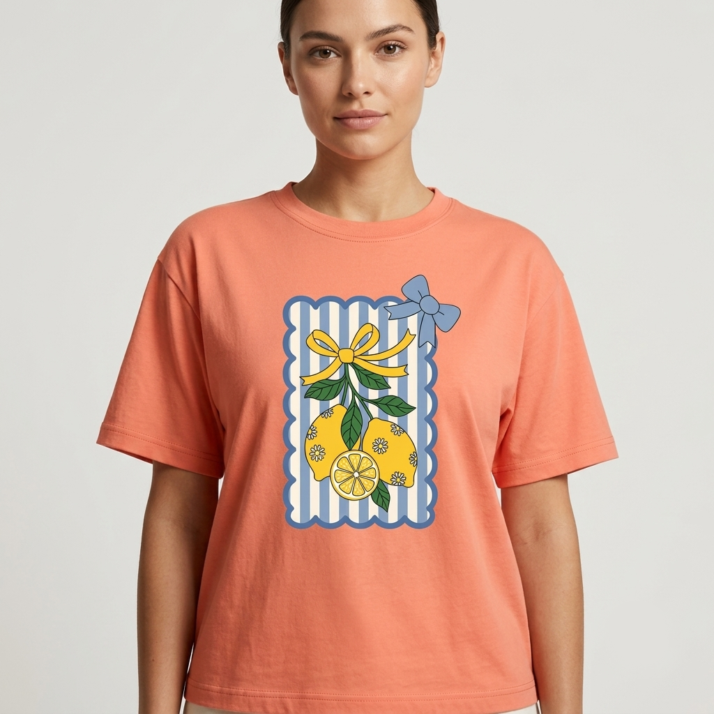 Peach Lemon Graphic Oversized T-Shirt