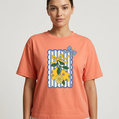 Peach Lemon Graphic Oversized T-Shirt