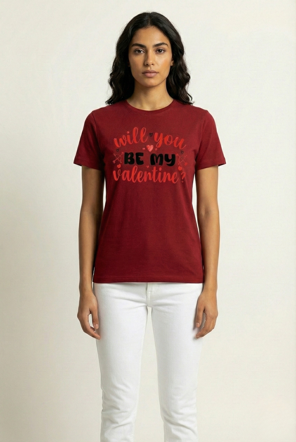 Unisex White 'Will You Be My Valentine' Graphic T-shirt