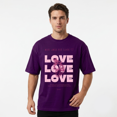 Dark Purple Love Graphic Oversized T-Shirt