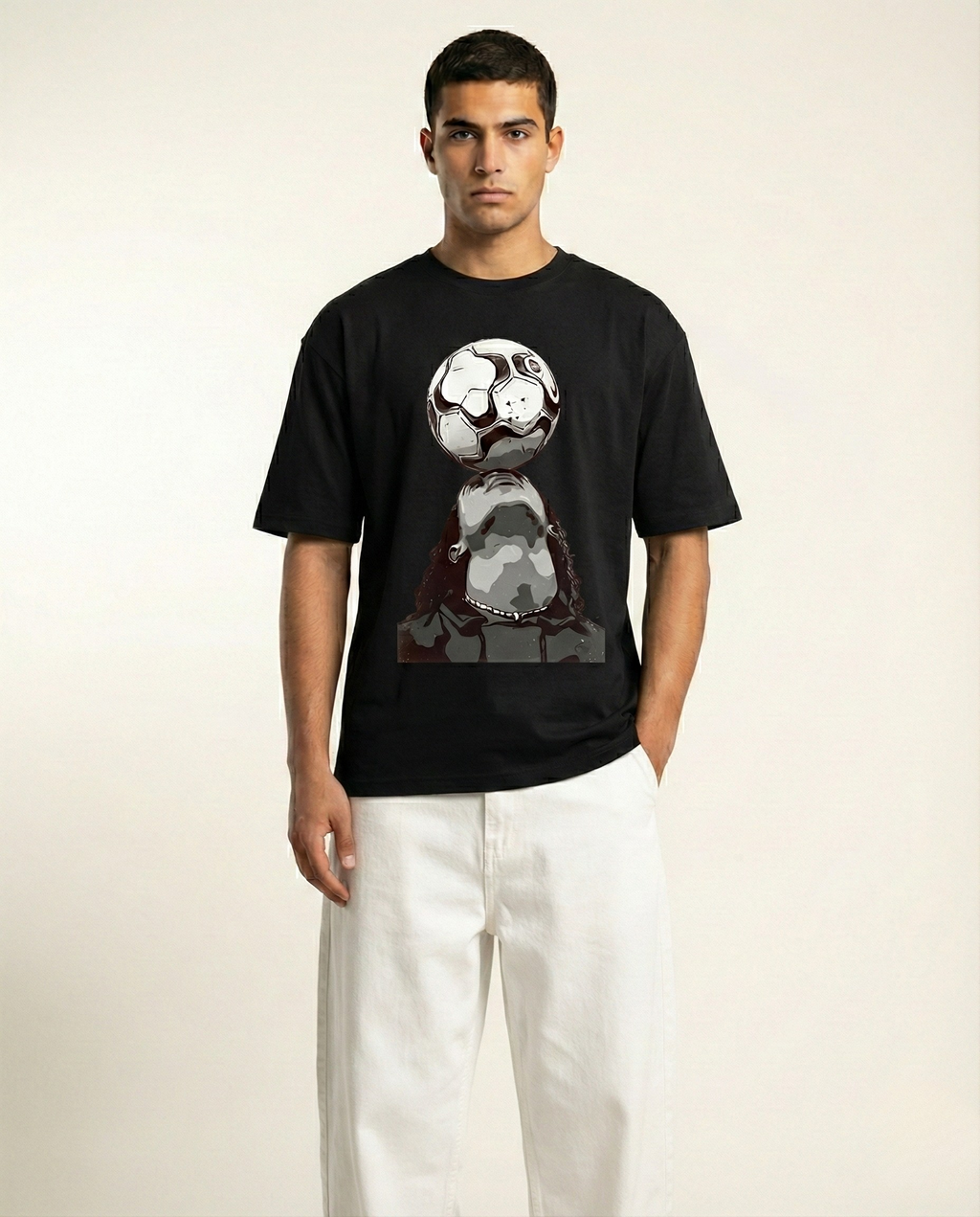 Grey Oversized Football Graphic Tee – Urban Streetwear Fit