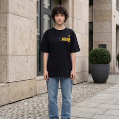 Women's Smile Graphic Oversized Black T-Shirt