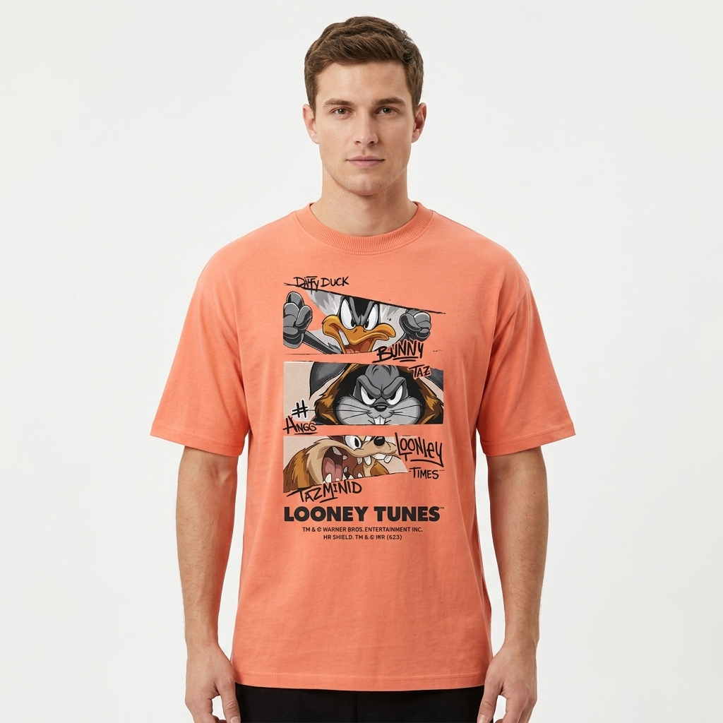 Orange Looney Tunes Graphic Oversized T-Shirt