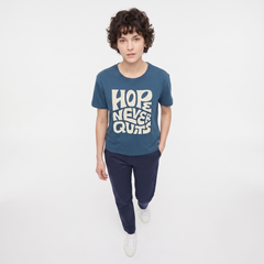 Women's Hope Never Quits Graphic Boxy Navy T-Shirt