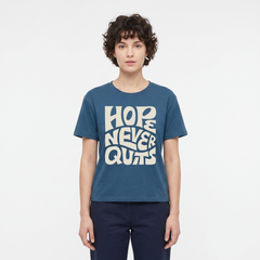 Women's Hope Never Quits Graphic Boxy Navy T-Shirt