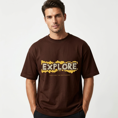 Brown Explore Graphic Oversized T-Shirt