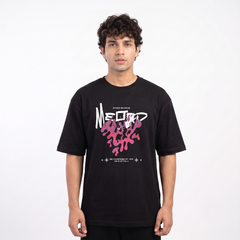 Men's Melted Grunge Graphic Oversized Black T-Shirt
