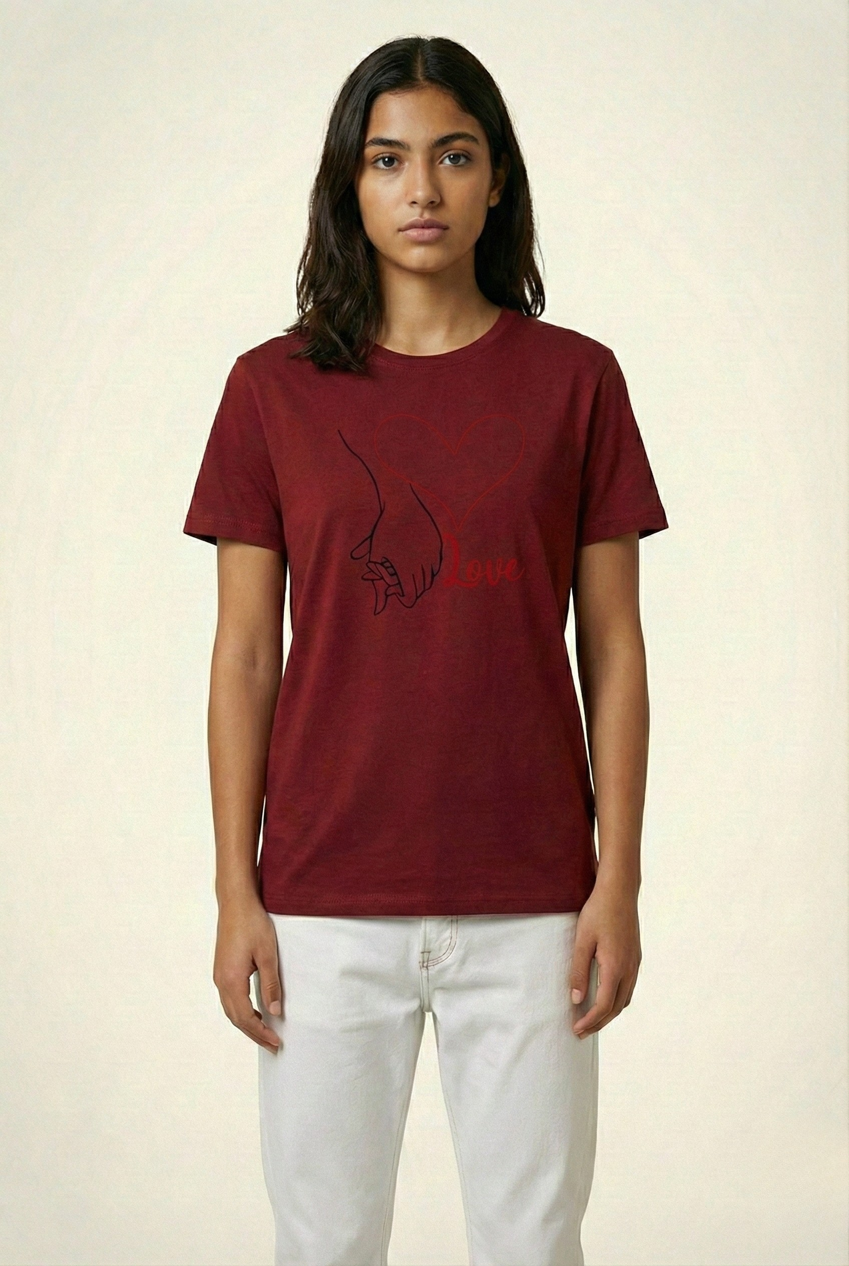 Minimalist 'Love' Heart Graphic White Tee