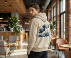 The "Street Wave" Beige Over-Sized Hoodie | PEPZ Graffiti x Hokusai Back Print - PEPZ