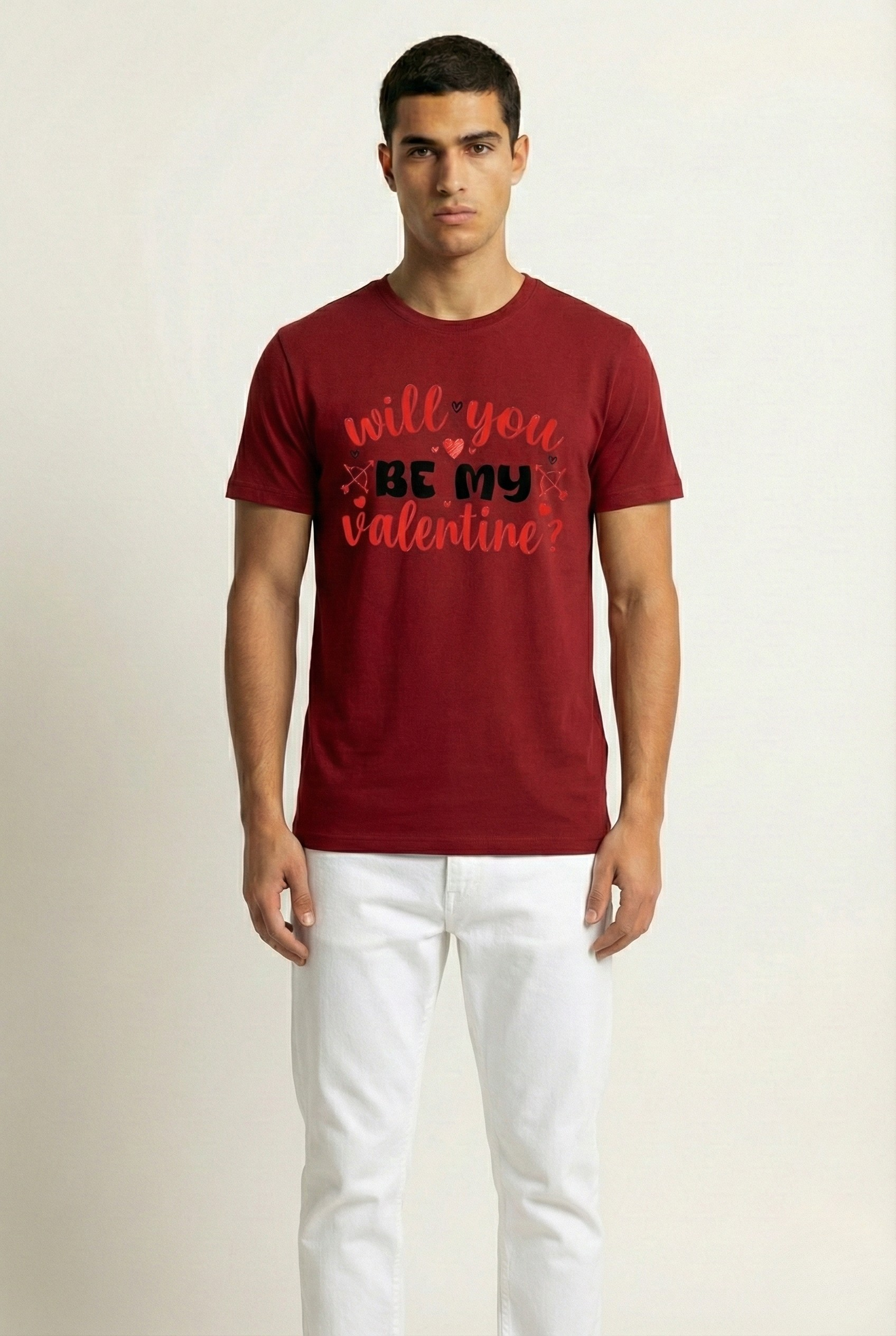 Unisex White 'Will You Be My Valentine' Graphic T-shirt Secondary image