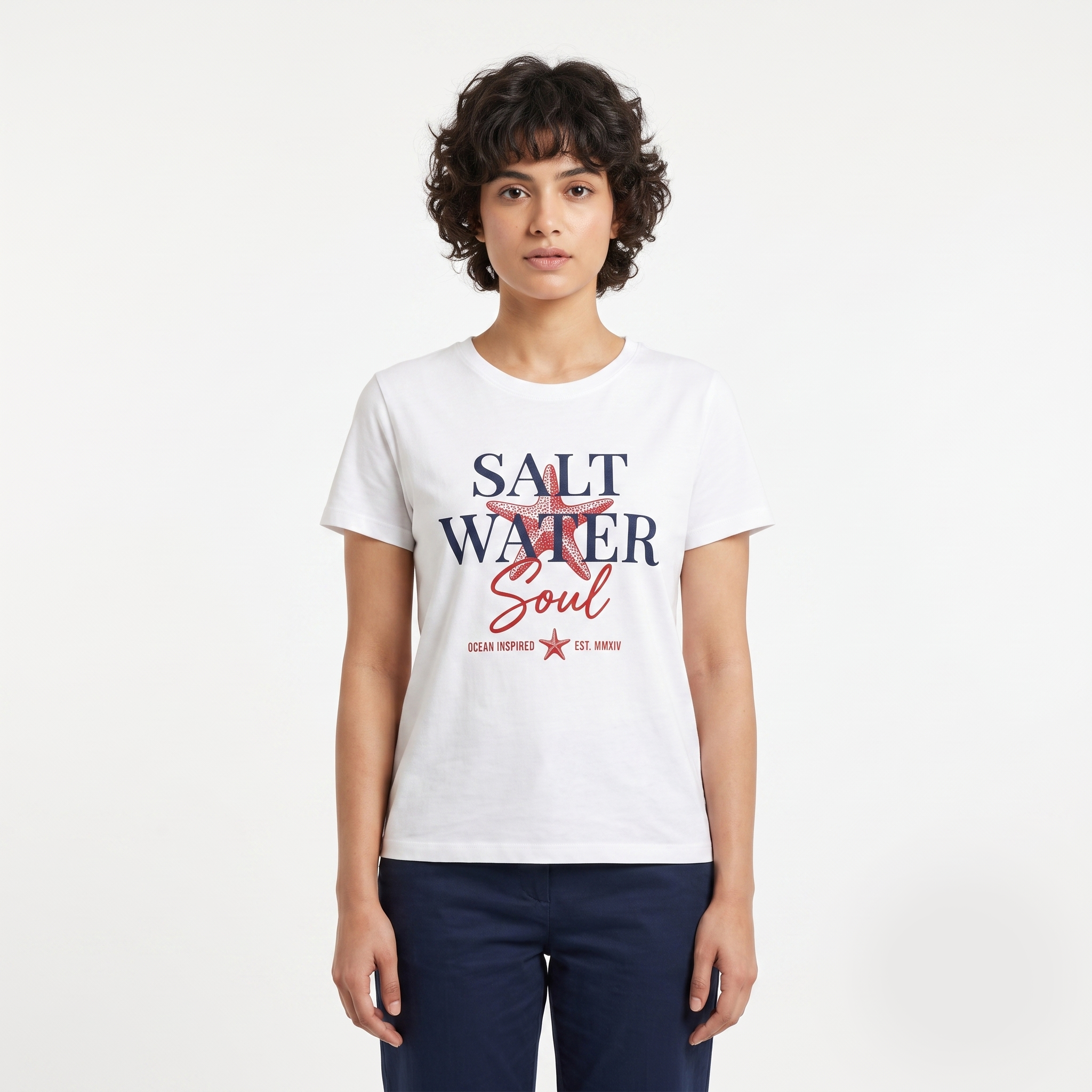 Women's Salt Water Soul Starfish Graphic White T-Shirt