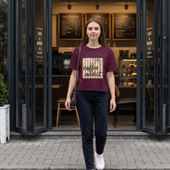 Women's Coffee Addict Graphic Oversized Maroon T-Shirt