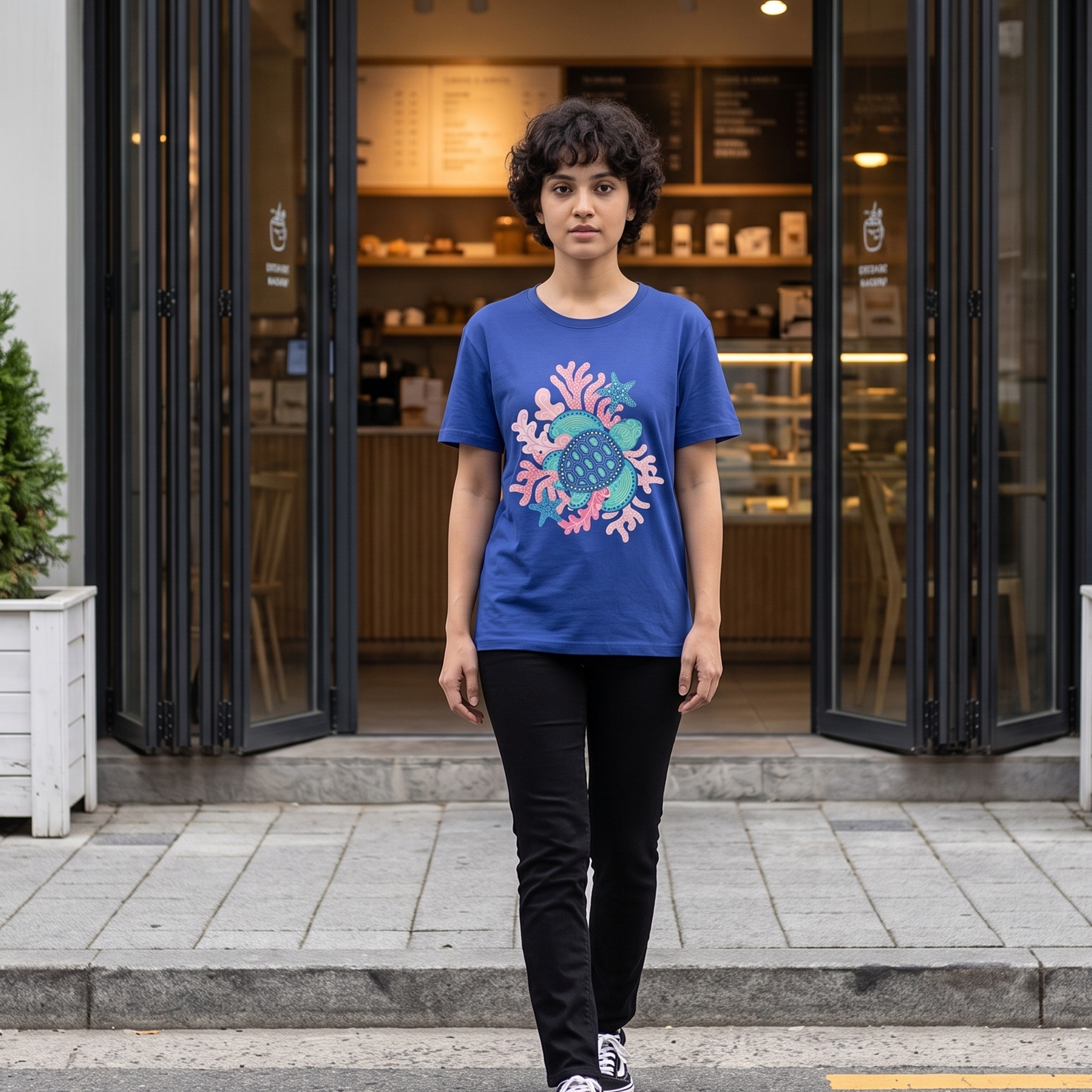 Women's Sea Turtle Graphic Blue T-Shirt
