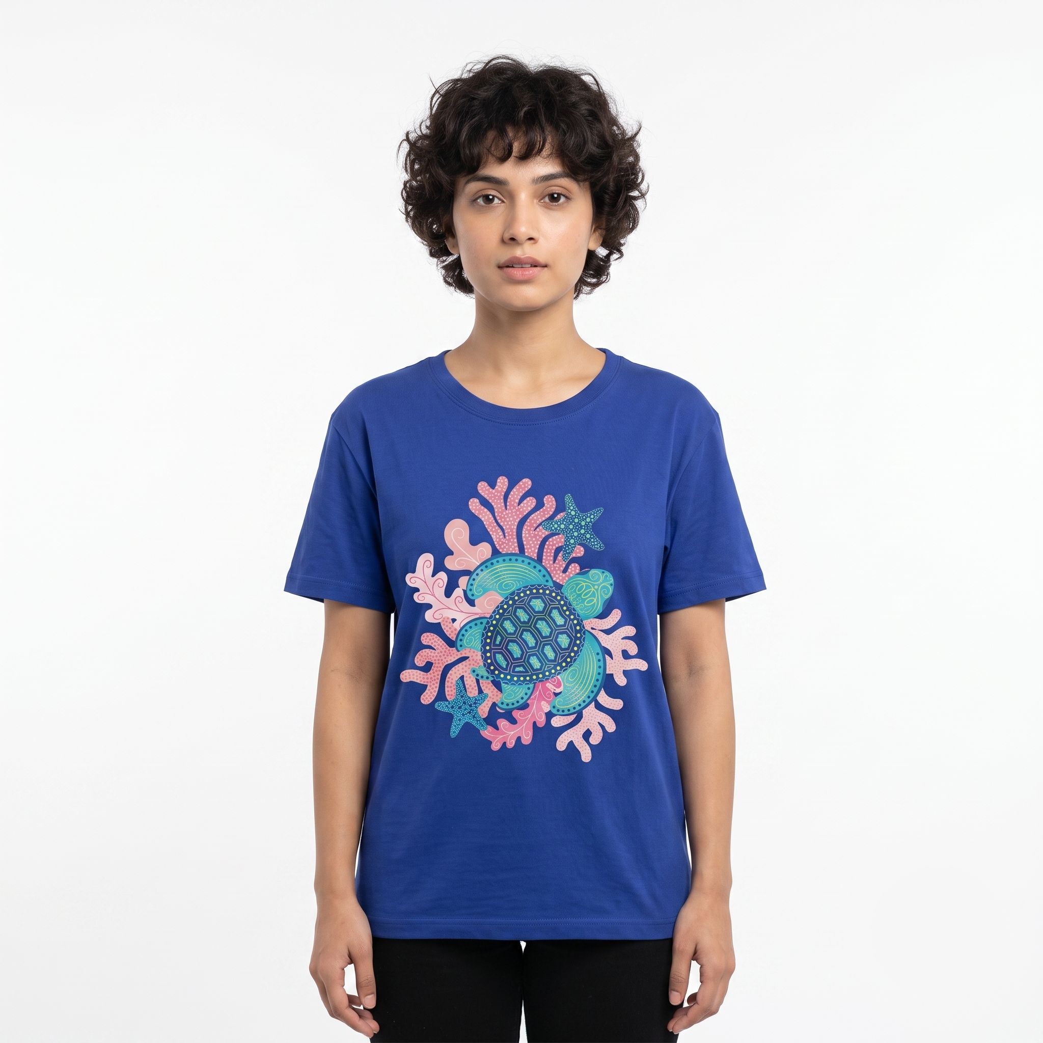 Women's Sea Turtle Graphic Blue T-Shirt