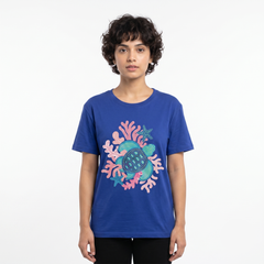 Women's Sea Turtle Graphic Blue T-Shirt