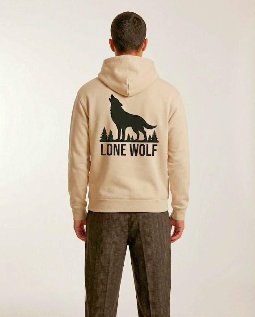 The Lone Wolf Howl Back Print Over-Sized Hoodie - Heather Grey Main image