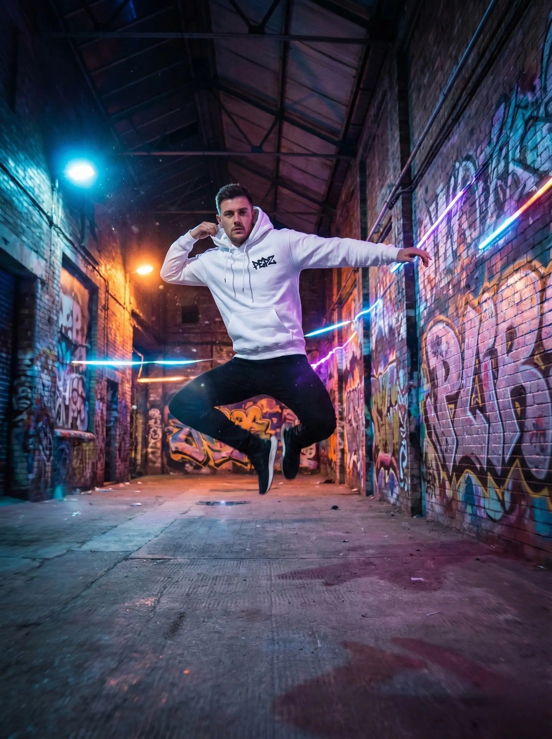 Pepz White Graffiti Hoodie - Premium Cotton Streetwear - PEPZ Main image