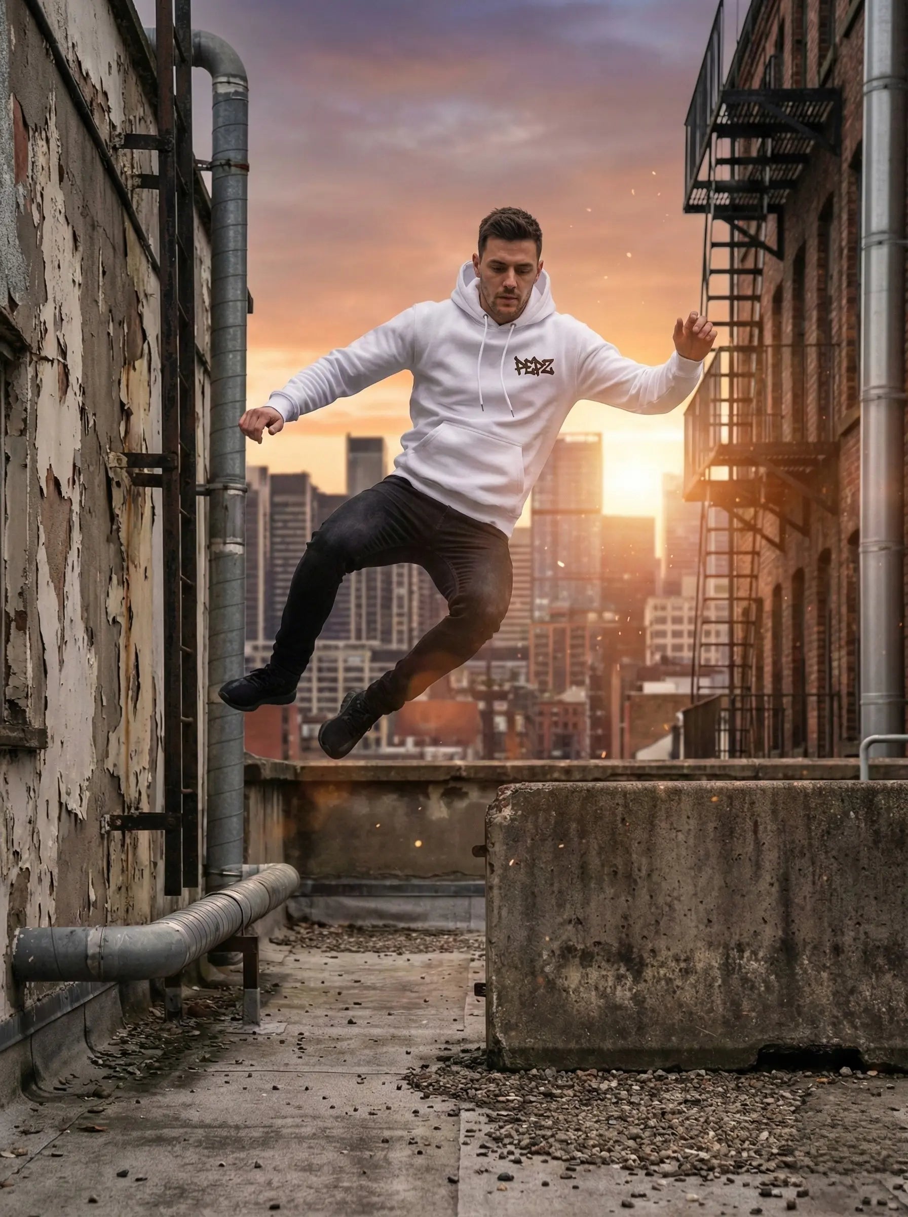 Pepz White Graffiti Hoodie - Premium Cotton Streetwear Secondary image