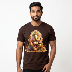 Men's Brown Majestic Ganesha Graphic T-Shirt