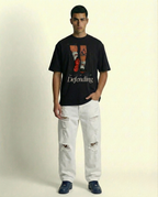 The Art of Defending Black Oversized Graphic Tee