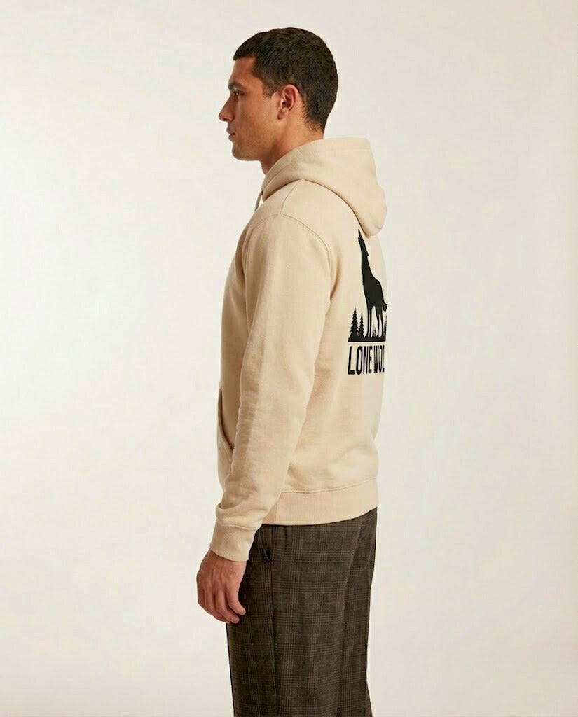 The Lone Wolf Howl Back Print Over-Sized Hoodie - Heather Grey Secondary image