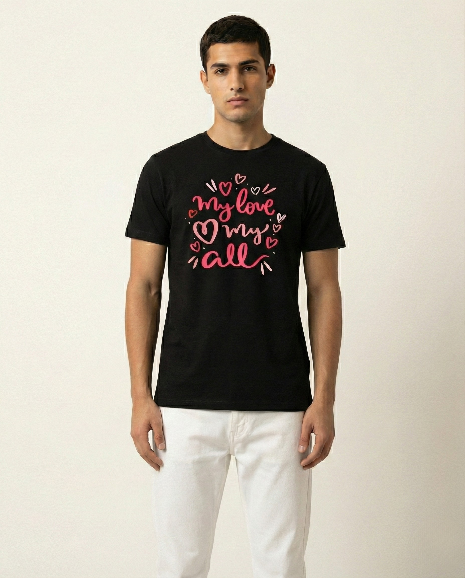 My Love My All Graphic Printed Black Tshirt