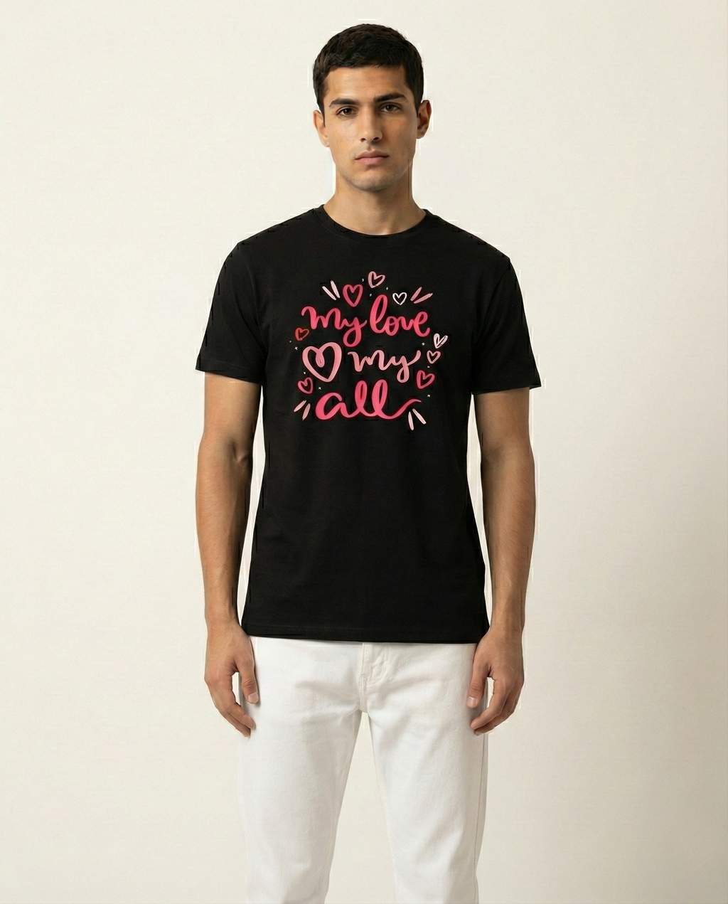 My Love My All Graphic Printed Black Tshirt