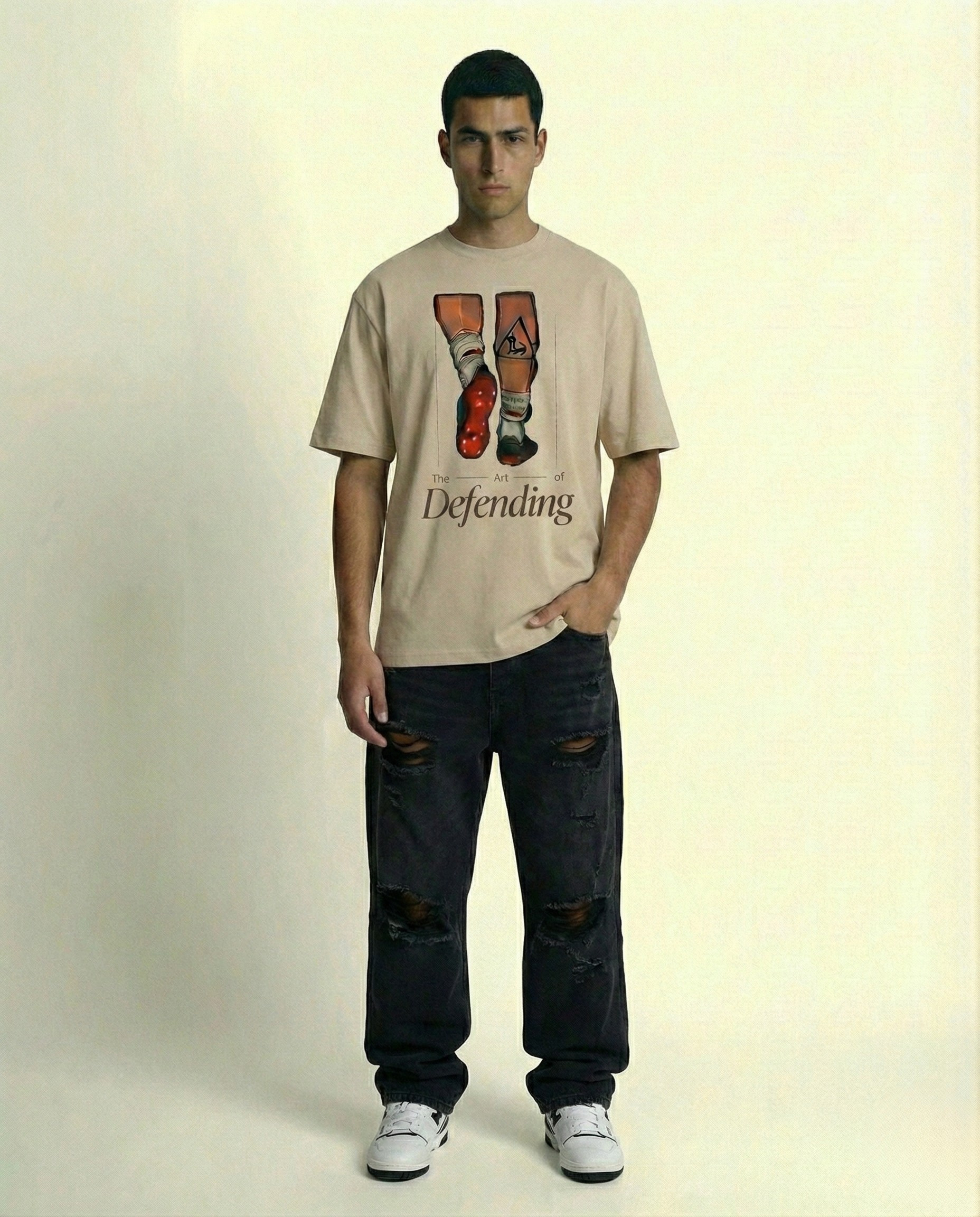 The Art of Defending Black Oversized Graphic Tee