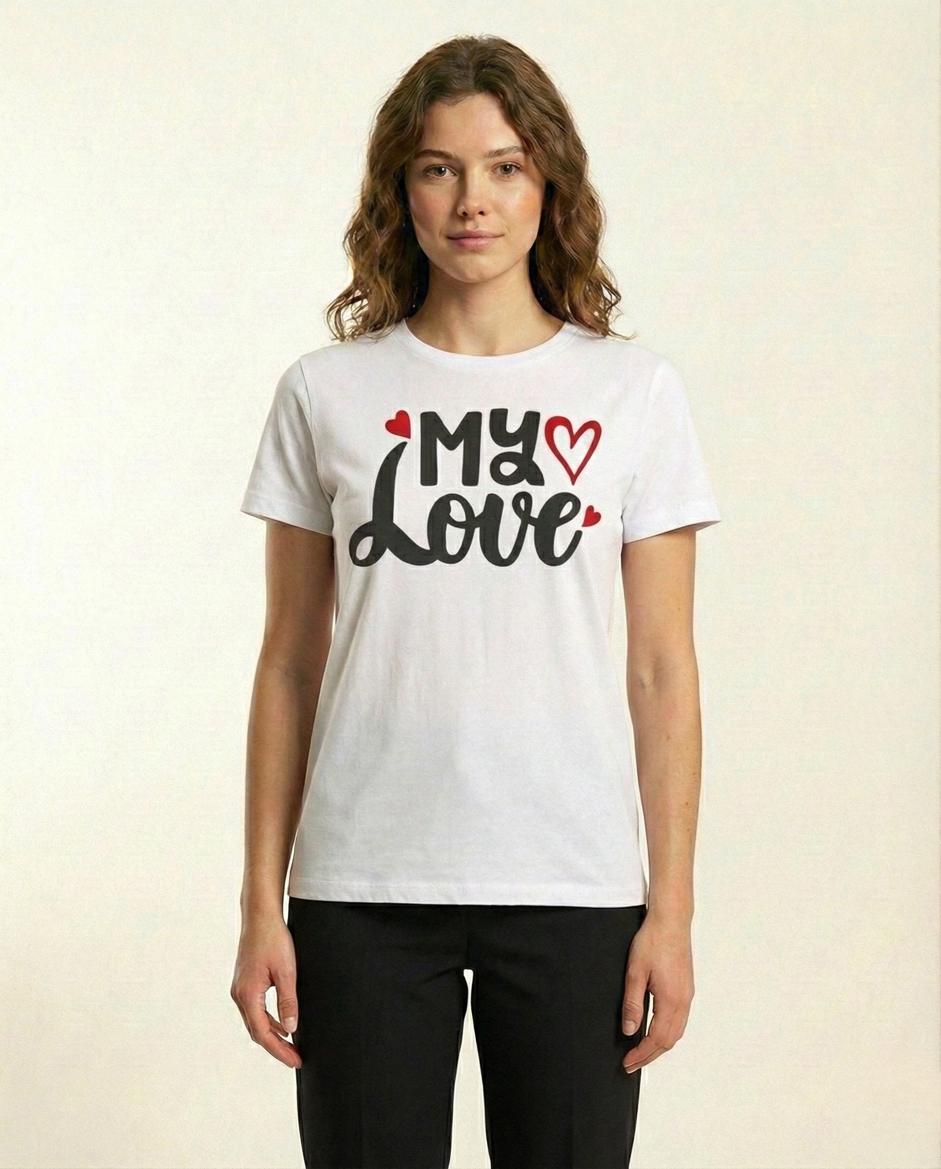 Unisex White My Love Printed T-Shirt | Regular Fit Cotton Graphic Tee