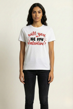 Unisex White 'Will You Be My Valentine' Graphic T-shirt